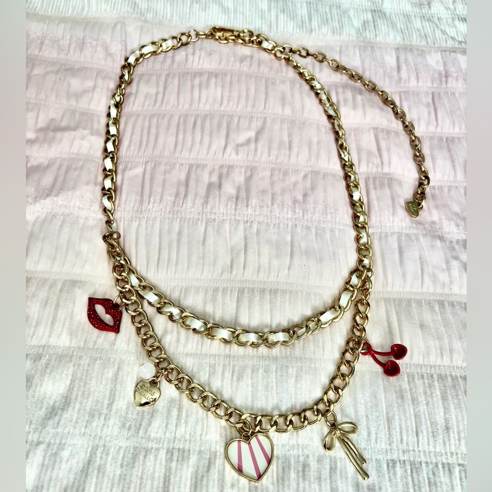 Betsey Johnson Multi Charm Gold Chain Belt